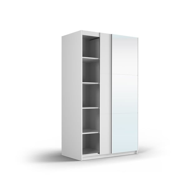 Balts drēbju skapis ar spoguli un bīdāmām durvīm 122x215 cm Lisburn – Cosmopolitan Design-image-4