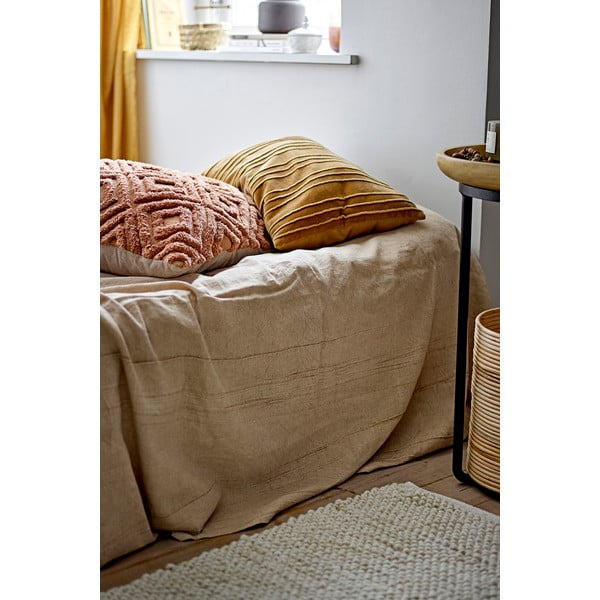 Brūns gultas pārklājs no lina maisījuma 150x200 cm Terni – Bloomingville-image-1