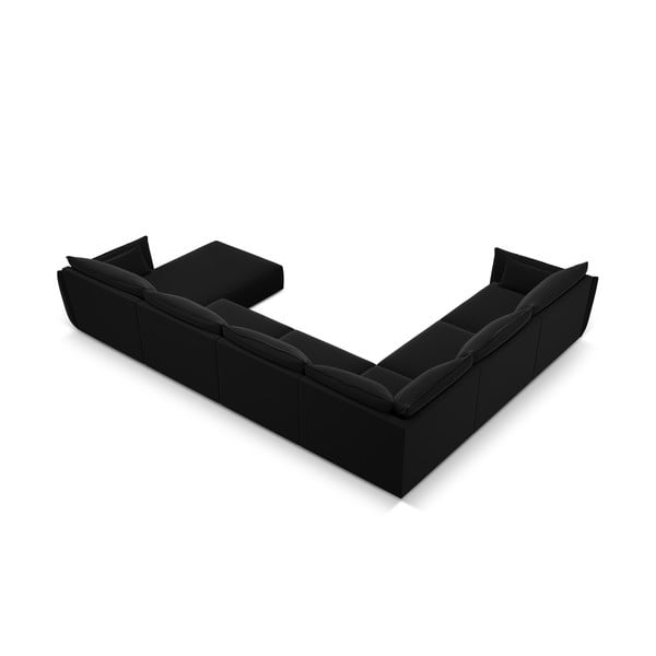 Melns samta stūra dīvāns (ar kreiso stūri/U veida) Vanda – Mazzini Sofas-image-3