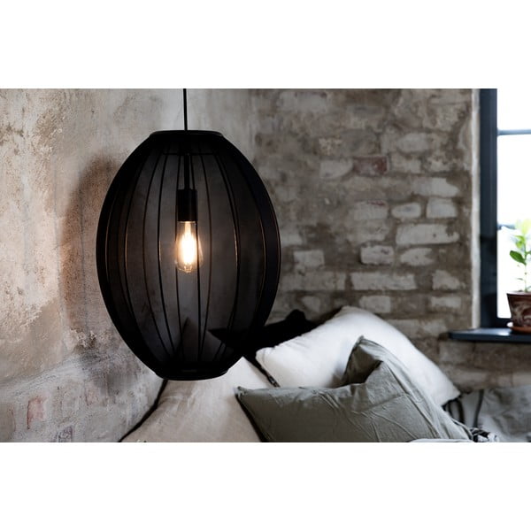 Melna piekaramā lampa ar auduma abažūru ø 40 cm Florence – Markslöjd-image-1