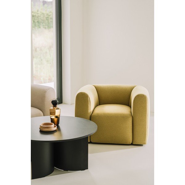 Melns apaļš žurnālgaldiņš ar oškoka imitācijas galda virsmu ø 95 cm Gavo – noo.ma-image-4