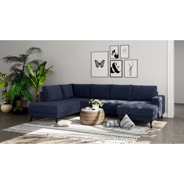 Tumši zils stūra dīvāns (kreisais stūris) Fynn – Ghado-image-1