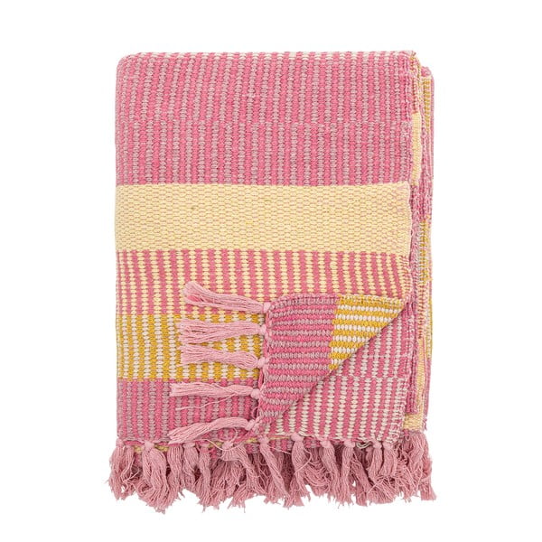 Dzeltens/rozā pleds no pārstrādātas kokvilnas 130x160 cm Isnel – Bloomingville-image-4