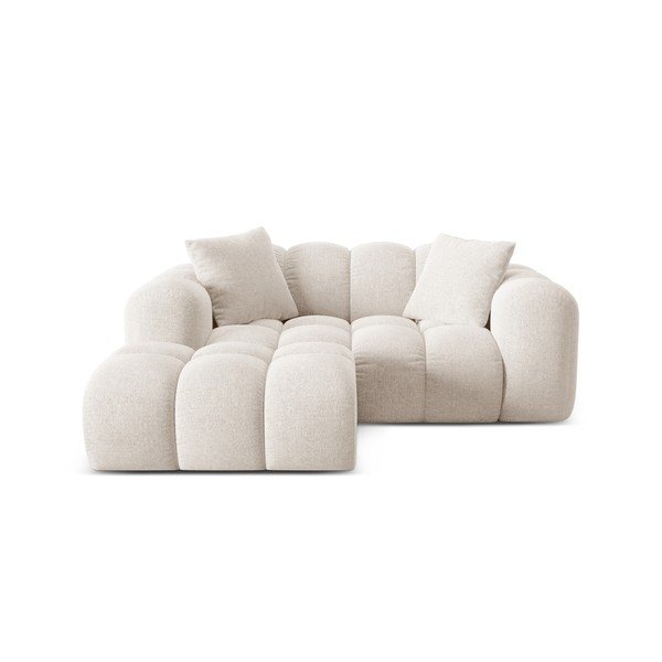 Krēmkrāsas stūra dīvāns no šenila auduma (ar kreiso stūri/ar zvilni) Treno – Cosmopolitan Design