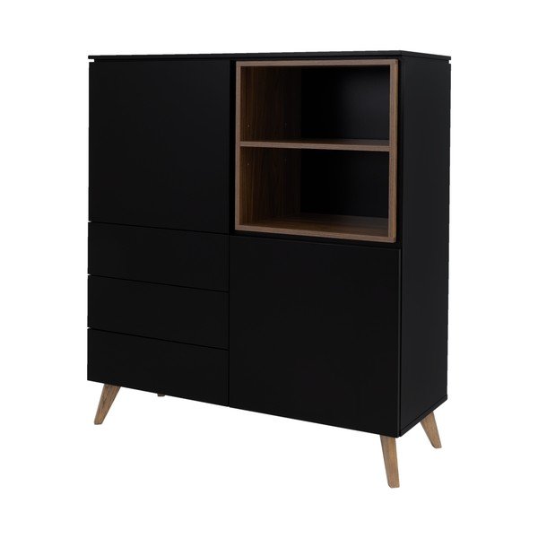 Melna/dabīga toņa augsta kumode ar riekstkoka imitāciju 120x133 cm Plain – Tenzo-image-2