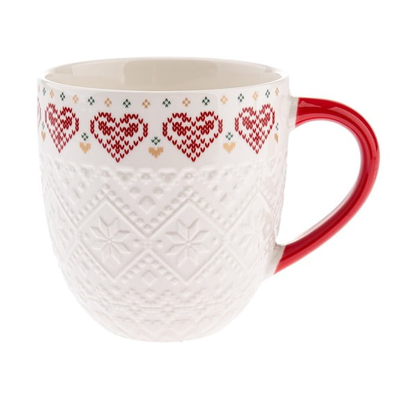 Balta porcelāna krūze ar Ziemassvētku motīvu 630 ml Knitting – Dakls