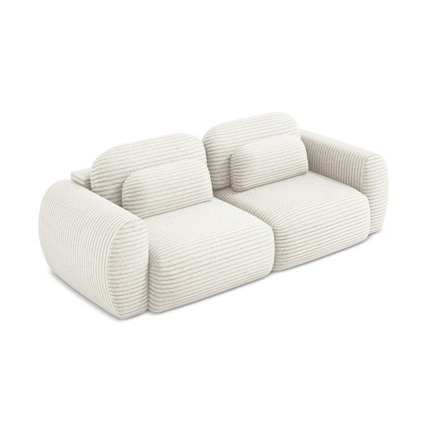 Bēšs velveta salokāms dīvāns ar uzglabāšanas vietu 266 cm Kini – Makamii-image-2