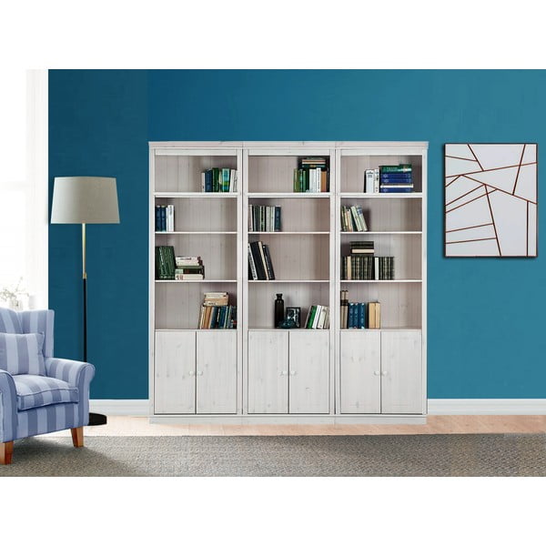 Balts priedes masīvkoka grāmatplaukts 222x223 cm Anita – Støraa-image-2