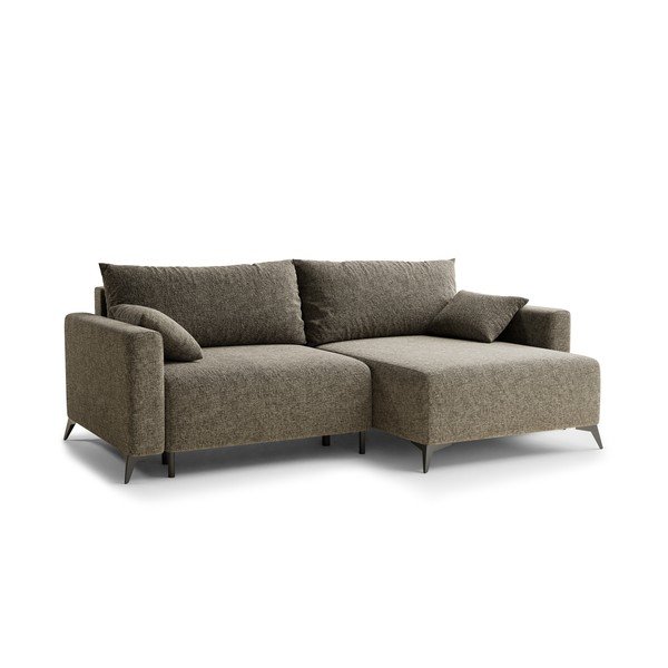 Brūns salokāms stūra dīvāns no šenila auduma ar uzglabāšanas vietu (ar labo stūri/ar zvilni) Leon – Maison de Rêve