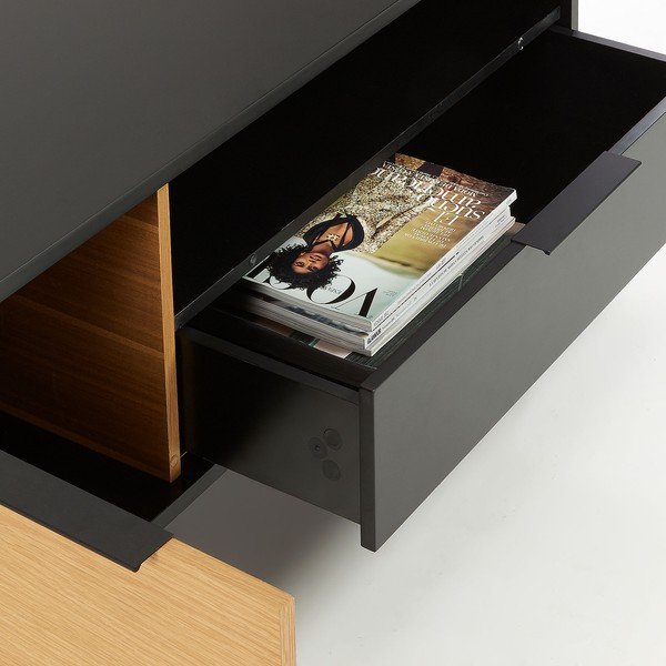 Melna TV kumode ar brūnām detaļām Kave Home SAVOI, 120 x 50 cm-image-3