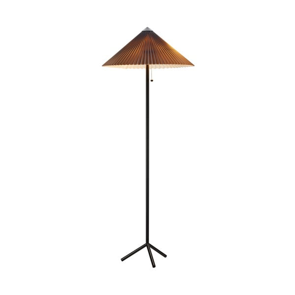 Melna/pelēka stāvlampa ar auduma abažūru (augstums 140 cm) Plisado – Markslöjd