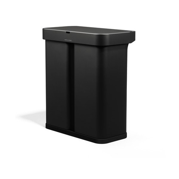 Melna atkritumu šķirošanas/bezkontakta tērauda atkritumu tvertne 34+24 l Dual Sensor – simplehuman