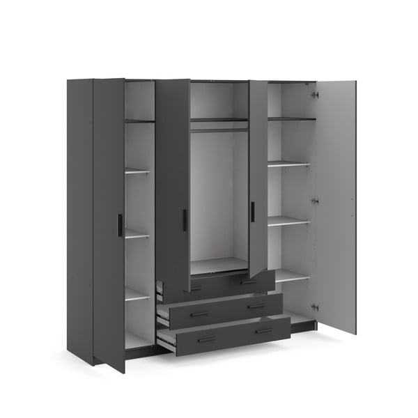 Tumši pelēks drēbju skapis 196x200 cm Sprint – Tvilum-image-4