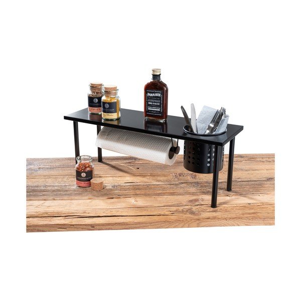 Melns virtuves plaukts ar turētāju virtuves dvielim Wenko Blanco-image-4