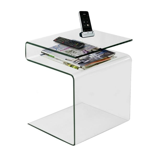 Mainīgs stikla kafijas galdiņš ar žurnālu plauktu Evergreen House-image-2