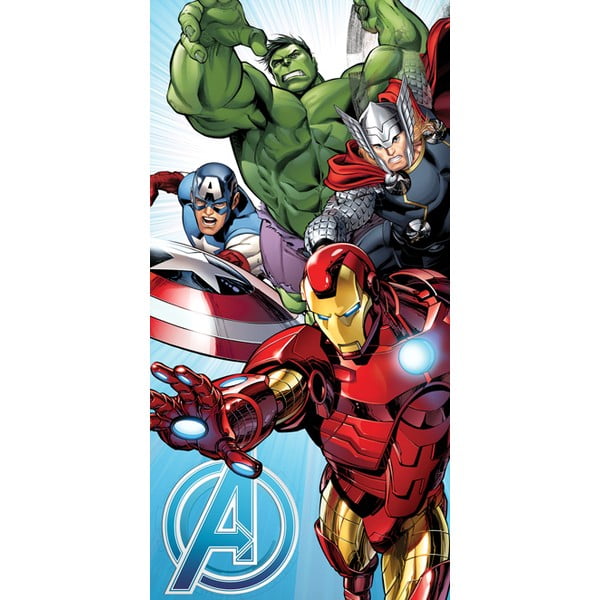 Kokvilnas bērnu dvielis 70x140 cm Avengers "Light Blue" – Jerry Fabrics