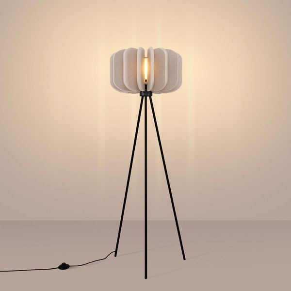 Bēša stāvlampa ar auduma abažūru (augstums 134 cm) Elom – Sollux-image-2