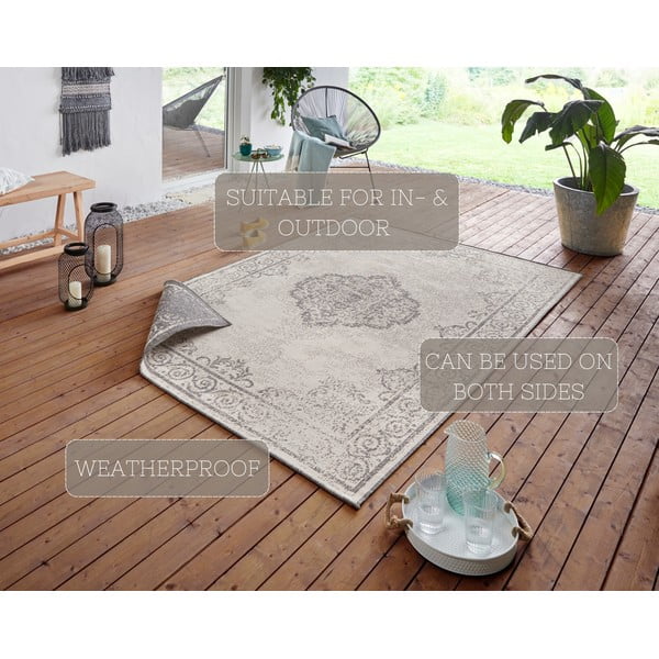 Pelēks un krēmkrāsas āra paklājs NORTHRUGS Cebu, 160 x 230 cm-image-4