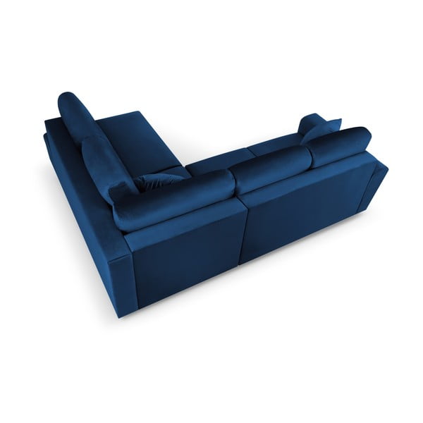 Zils samta salokāms stūra dīvāns ar uzglabāšanas vietu (ar labo stūri/L veida) Kyoto – Cosmopolitan Design-image-4