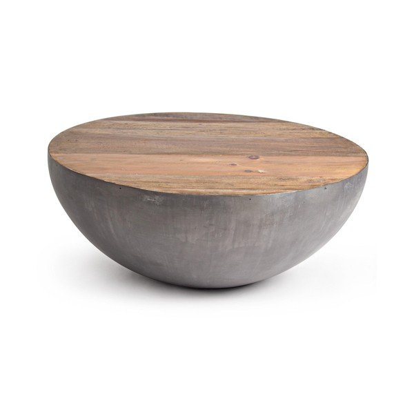 Pelēks/dabīga toņa metāla apaļš žurnālgaldiņš ø 90 cm Lancaster – Bizzotto