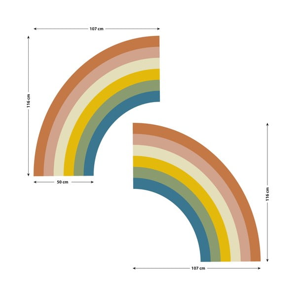 Bērnu sienas uzlīme 158x87 cm Pastel Rainbow – Ambiance-image-2