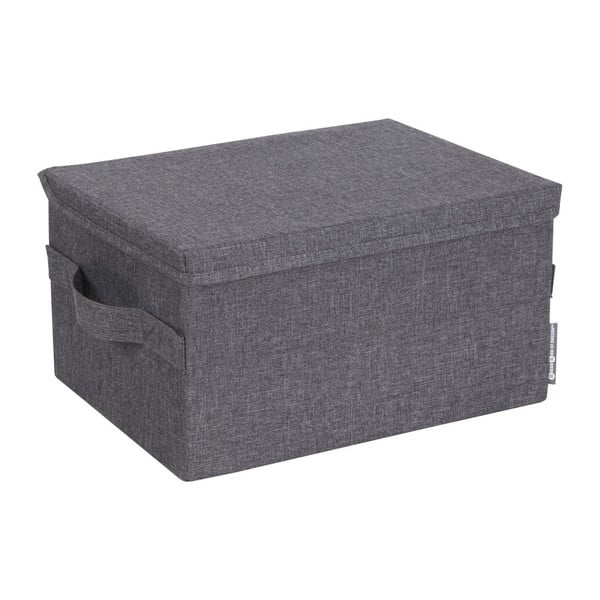 Pelēka tekstila uzglabāšanas kaste ar vāku 35x26x19 cm Soft Storage – Bigso