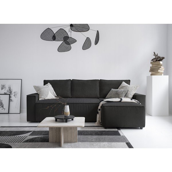 Antracīta pelēks velveta salokāms stūra dīvāns (ar maināmu stūri) Brave Dave – Miuform-image-1