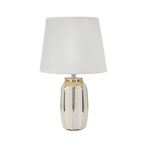 Balta/zelta krāsas keramikas galda lampa ar auduma abažūru (augstums 40,5 cm) Cassy – Mauro Ferretti