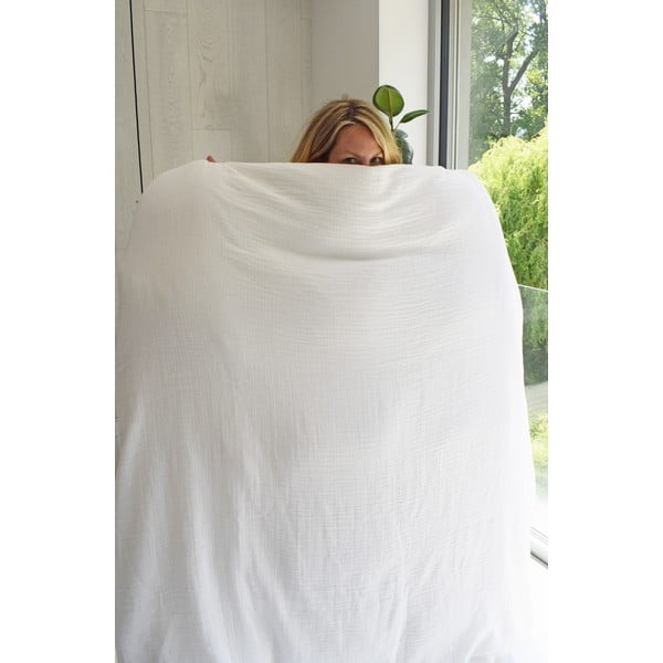 Balta divguļamā muslīna gultas veļa 200x200 cm Plain Muslin – Butter Kings-image-4