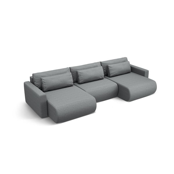 Pelēks stūra dīvāns ar uzglabāšanas vietu (U veida) Belfast – Cosmopolitan Design-image-1