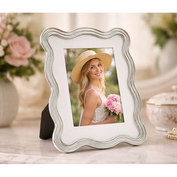 Gaiši zils/sudraba krāsas metāla/stikla stāvošs foto rāmis 17,5x22,5 cm Elizabeth – Mauro Ferretti-image-1