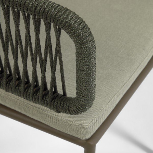 Dārza krēsls ar tērauda konstrukciju un zaļu pinumu Kave Home Nadin-image-1