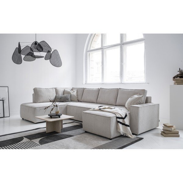 Balts velveta salokāms stūra dīvāns (ar kreiso stūri/U veida) Brave Dave – Miuform-image-2