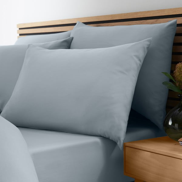 Zils/pelēks mikrošķiedras palags ar gumiju 135x190 cm So Soft Easy Iron – Catherine Lansfield-image-1