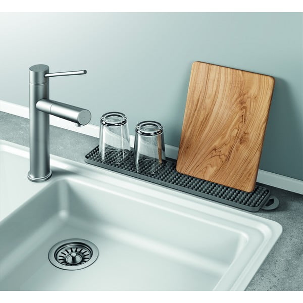 Pelēks plastmasas trauku žāvēšanas paliktnis 42x8 cm Gravity – Metaltex-image-1