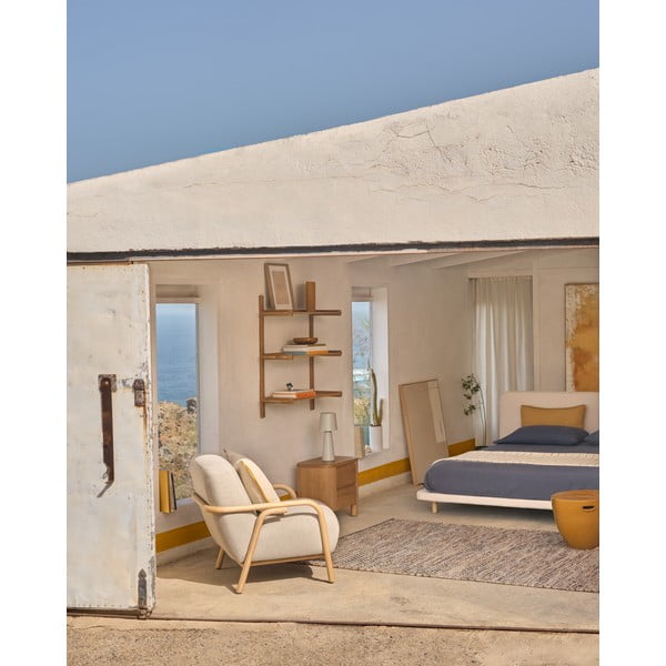 Bēša polsterēta divvietīga gulta 180x200 cm Odum – Kave Home-image-4