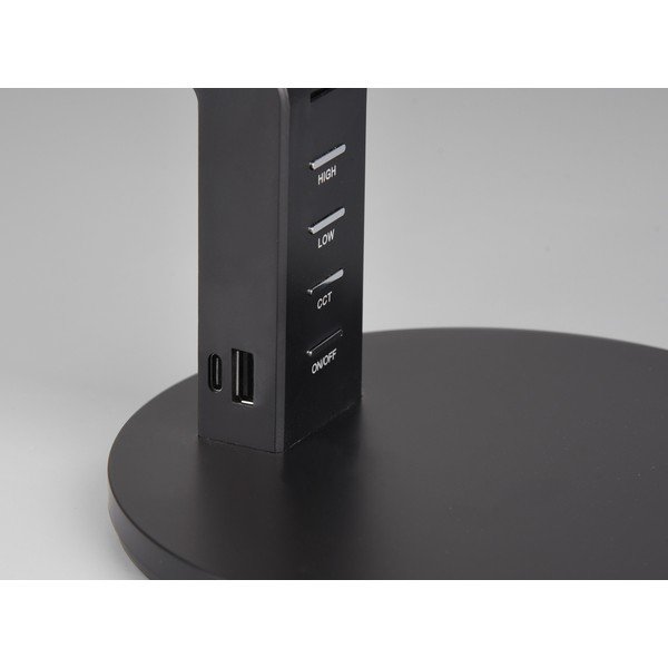 Matēti melna LED galda lampa ar regulējamu spilgtumu (augstums 40 cm) Ava – Trio-image-3