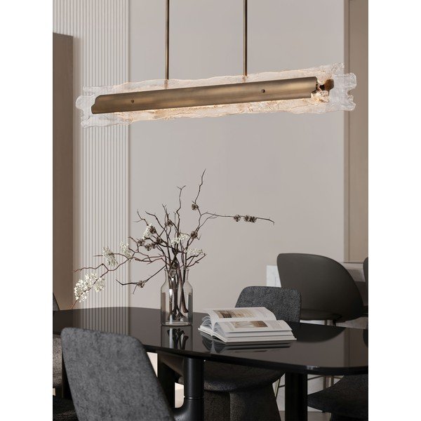 Misiņa krāsas tērauda LED piekaramā lampa ar regulējamu spilgtumu ar stikla abažūru Velar – Nova Luce-image-1