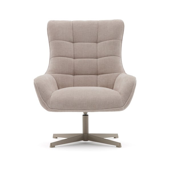 Bēšs grozāms atpūtas krēsls no šenila auduma Teryl – Kave Home-image-1