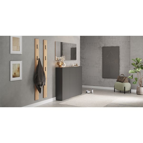 Antracīta pelēks skapītis ar ozolkoka imitāciju 138x105x25 cm Libbiano – Germania-image-1