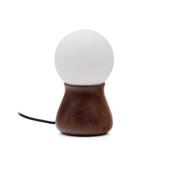 Tumši brūna gumijkoka galda lampa (augstums 26 cm) Okeni – Kave Home