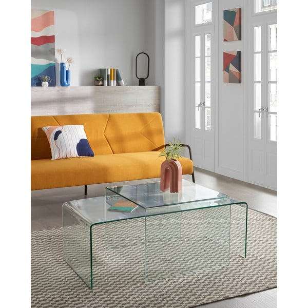 Stikla žurnālgaldiņš 50x110 cm Burano – Kave Home-image-1