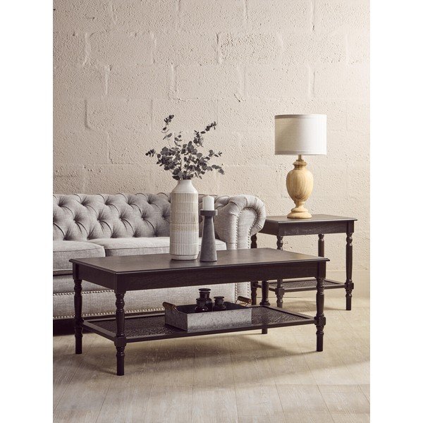 Melns žurnālgaldiņš 60x120 cm Heritage – Premier Housewares-image-1