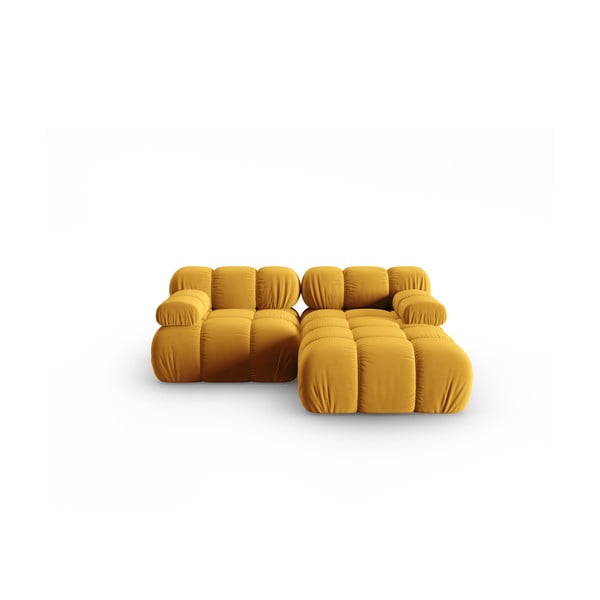 Dzeltens samta stūra dīvāns (ar labo stūri) Bellis – Micadoni Home