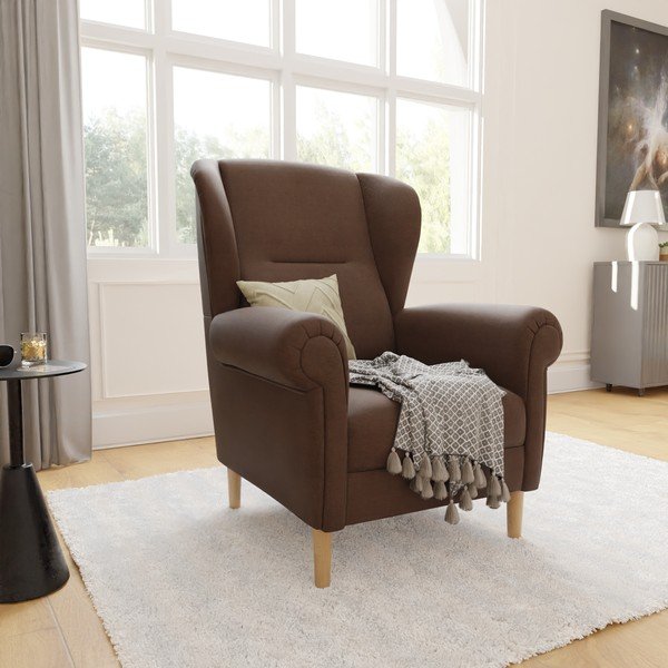 Tumši brūns atpūtas krēsls ar atzveltni Swan – Ropez-image-3