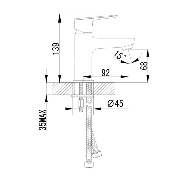Spīdīgas sudraba krāsas stāvošs jaucējkrāns izlietnei Small – Sapho-image-1