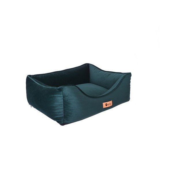 Tumši zaļa samta gulta mājdzīvniekiem 55x42 cm Royal – Petsy-image-3