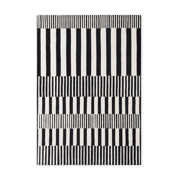 Melnbalts ar rokām darināts vilnas paklājs 120x180 cm Stryve Pulse – Elle Decoration