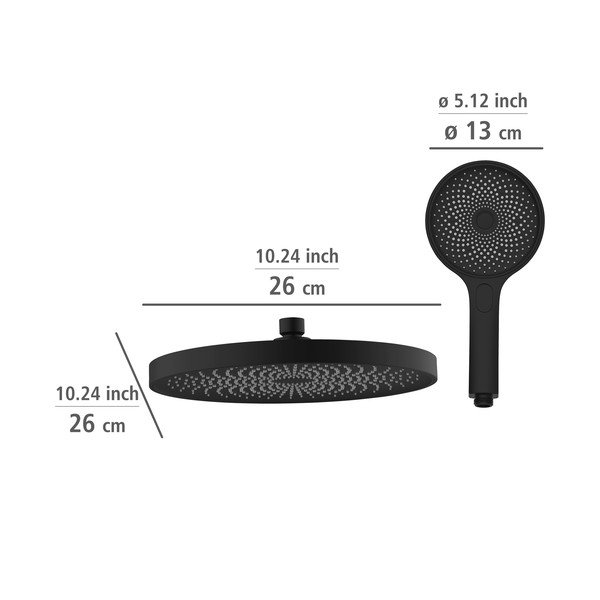 Melns nerūsējošā tērauda dušas komplekts 120cm Soft Water – Wenko-image-3