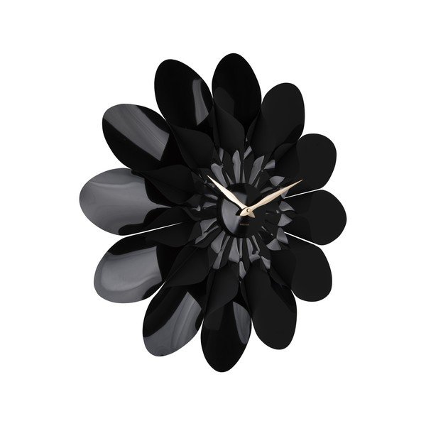 Melns sienas pulkstenis Karlsson Flower, ø 60 cm-image-2